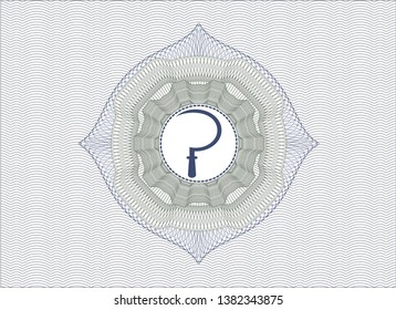 Blue and green rosette. Linear Illustration with sickle icon inside