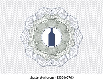 Blue and green rosette. Linear Illustration with bottle icon inside