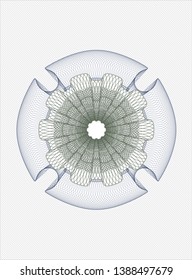 Blue and green rosette. Linear Illustration. Vector, Detailed.