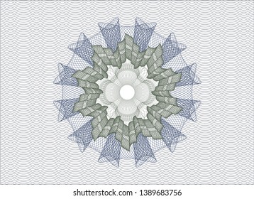Blue and green rosette. Linear Illustration. Vector, Detailed.
