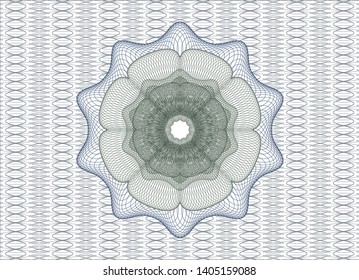 Blue and green rosette. Linear Illustration. Vector, Detailed.
