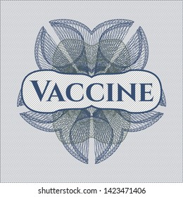 Blue and green rosette. Linear Illustration with text Vaccine inside