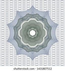 Blue and green rosette. Linear Illustration. Vector, Detailed.