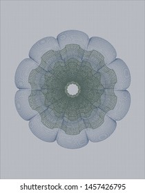 Blue and green rosette. Linear Illustration. Vector, Detailed.