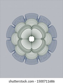Blue and green rosette. Linear Illustration. Vector, Detailed.