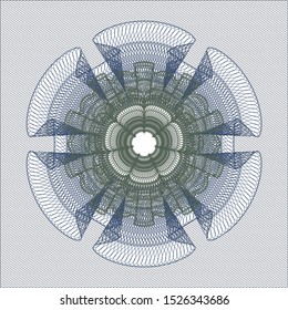 Blue and green rosette. Linear Illustration. Vector, Detailed.