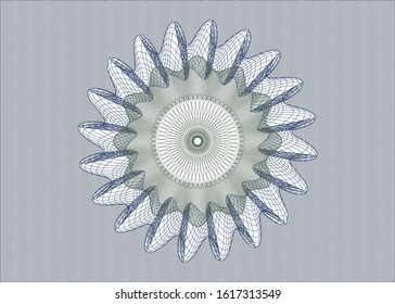 Blue and green rosette. Linear Illustration. Vector, Detailed.