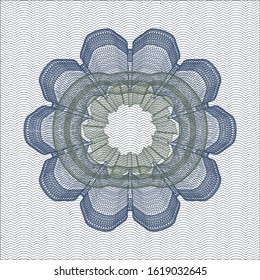 Blue and green rosette. Linear Illustration. Vector, Detailed.