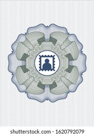 Blue and green rosette. Linear Illustration with picture icon inside