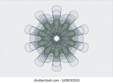 Blue and green rosette. Linear Illustration. Vector, Detailed.