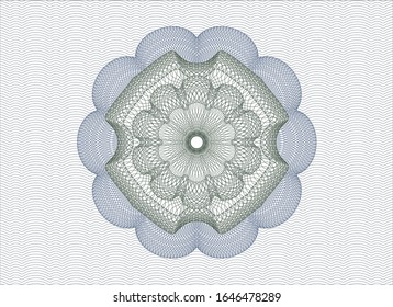 Rosette azul y verde. Ilustración lineal. Vector, Detallado.