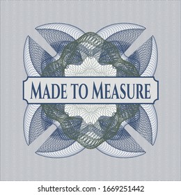 Blue and green rosette. Linear Illustration with text Made to Measure inside