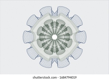 Rosette azul y verde. Ilustración lineal. Vector, Detallado.
