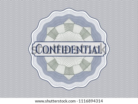 Blue and green rosette. Linear Illustration with text Confidential inside