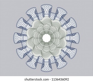 Blue and green rosette or money style emblem