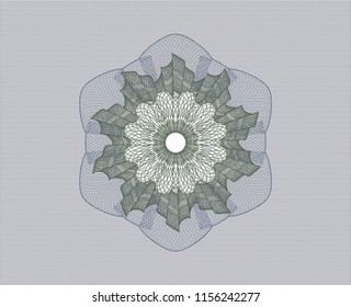 Blue and green rosette or money style emblem