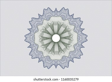 Blue and green rosette or money style emblem