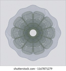 Blue and green rosette or money style emblem