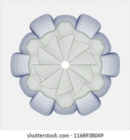 Blue and green rosette or money style emblem