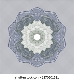 Blue and green rosette or money style emblem