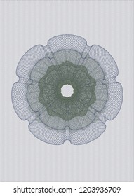 Blue and green rosette or money style emblem