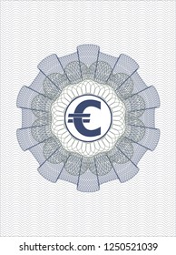 Blue and green rosette (money style emblem) with euro icon inside