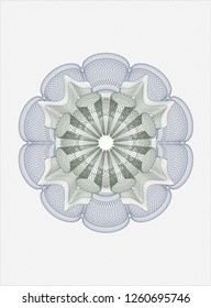 Blue and green rosette or money style emblem