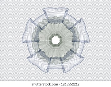 Blue and green rosette or money style emblem