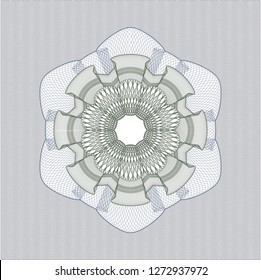 Blue and green rosette or money style emblem