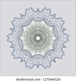 Blue and green rosette or money style emblem