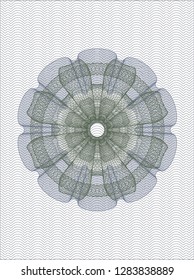 Blue and green rosette or money style emblem