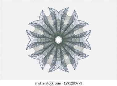 Blue and green rosette or money style emblem