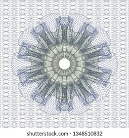 Blue and green rosette or money style emblem