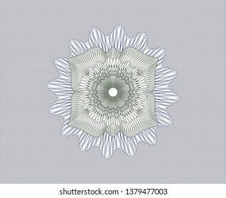 Blue and green rosette or money style emblem