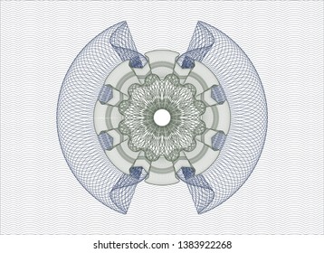 Blue and green rosette or money style emblem. Vector Illustration. Detailed.