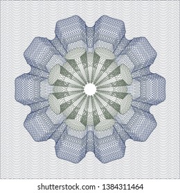 Blue and green rosette or money style emblem. Vector Illustration. Detailed.