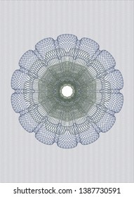 Blue and green rosette or money style emblem. Vector Illustration. Detailed.