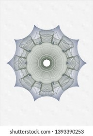 Blue and green rosette or money style emblem. Vector Illustration. Detailed.