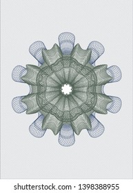 Blue and green rosette (money style emblem). Vector Illustration. Detailed.