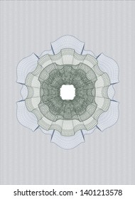 Blue and green rosette or money style emblem. Vector Illustration. Detailed.