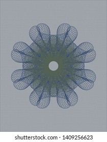 Blue and green rosette or money style emblem. Vector Illustration. Detailed.