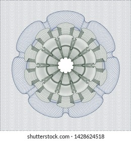 Blue and green rosette or money style emblem. Vector Illustration. Detailed.