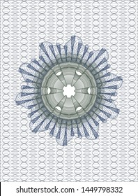 Blue and green rosette or money style emblem. Vector Illustration. Detailed.