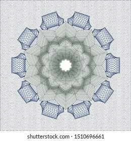 Blue and green rosette or money style emblem. Vector Illustration. Detailed.