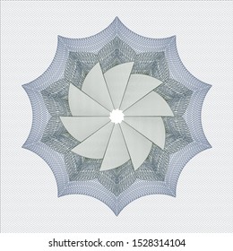 Blue and green rosette (money style emblem). Vector Illustration. Detailed.
