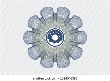 Blue and green rosette or money style emblem with donut icon inside