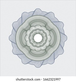 Blue and green rosette or money style emblem. Vector Illustration. Detailed.