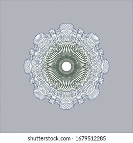 Blue and green rosette or money style emblem. Vector Illustration. Detailed.