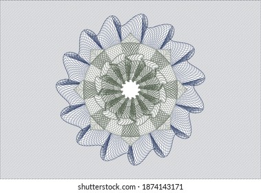 Blue and green rosette (money style emblem). Vector Illustration. Detailed. 