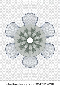 Blue and green rosette or money style emblem. Vector Illustration. Detailed. 